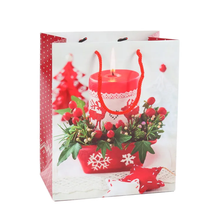 High Quality Colorful Custom Made Decorative Christmas Holiday Gift Paper Bags