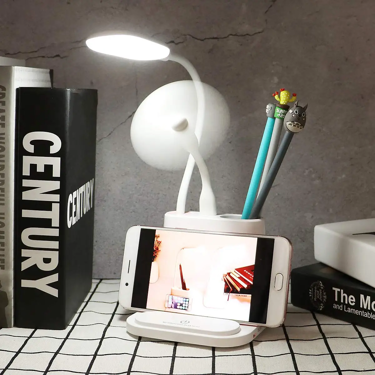 YARRAE 2018 Multifunction LED Desk Lamp with USB Charging Port and Pen Holder