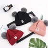 Children'S Hat With Add Velvet Winter Wool Knitted Cap Warm Joker Double Ball Baby Hat