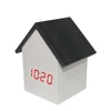 Electric digital wall clock wood clock led white red light mini house wooden table alarm clock