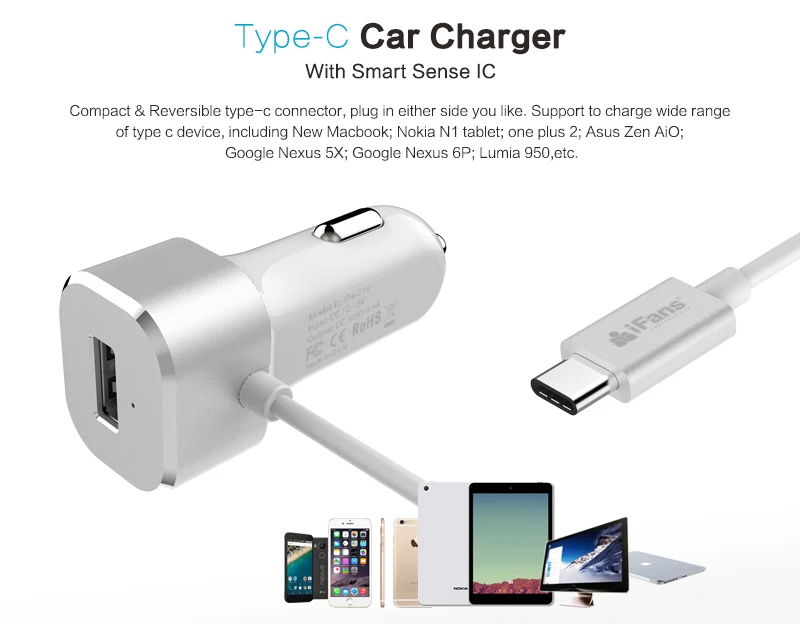 Usb Type C 1m Cable Car Charger,33w Dual Usb C Car Charger With Quick ...