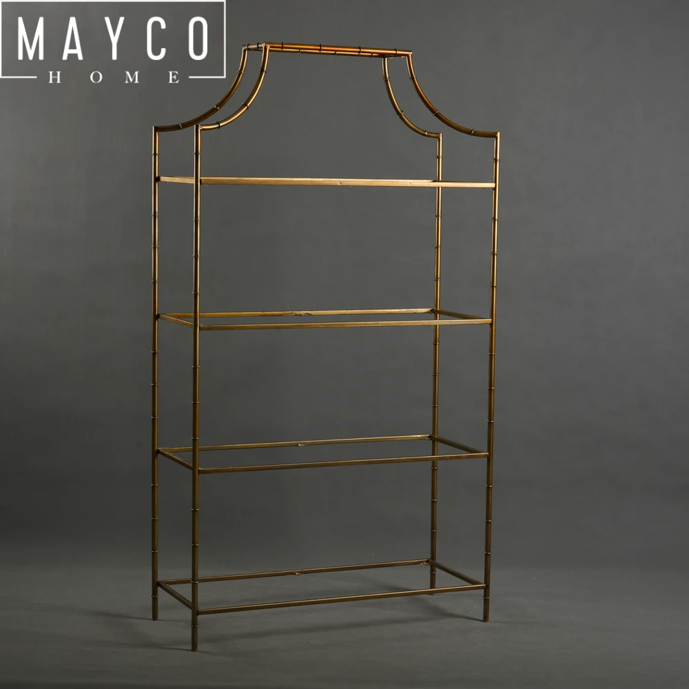 Mayco Furniture Gold And Gl 4 Tier Metal Bookcase For Living Gold And Gl 4 Tier Metal Bookcase