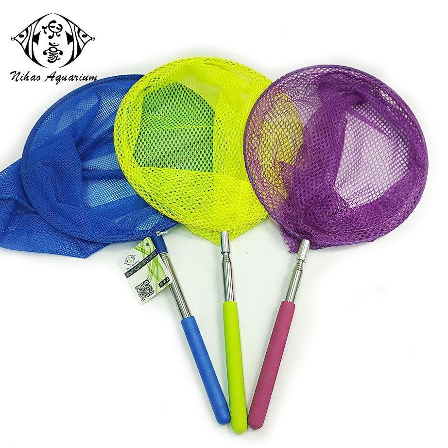 Hand Small Fishing Nets With Extending Handle Round Colorful Insect