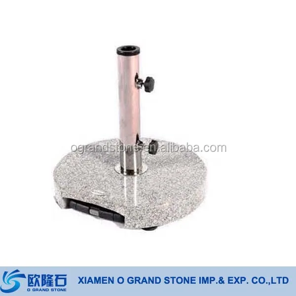 Outdoor Black Round Granite Parasol Umbrella Base Parts Wite Wheels