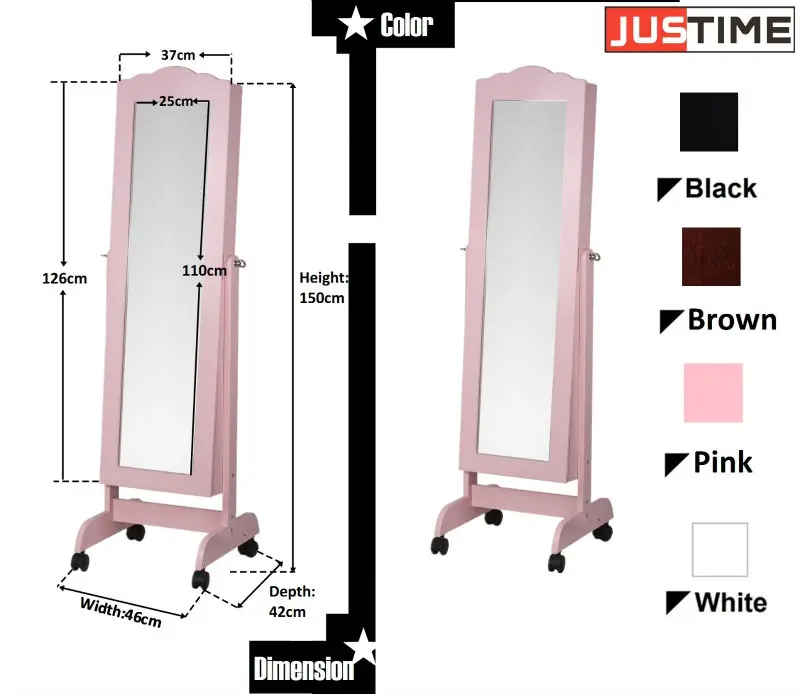 Lvory Jewelry Armoire Full Length Mirror Wooden Lvory Jewelry Armoire Full Length Mirror Wooden Storage