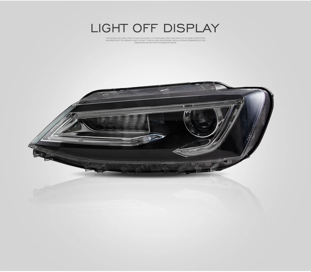 VLAND Manufacturer For Jetta Mk6 Headlight 2011 2012 2013 2014 With Demon Eye For JETTA LED Head Lamp With moving Signal