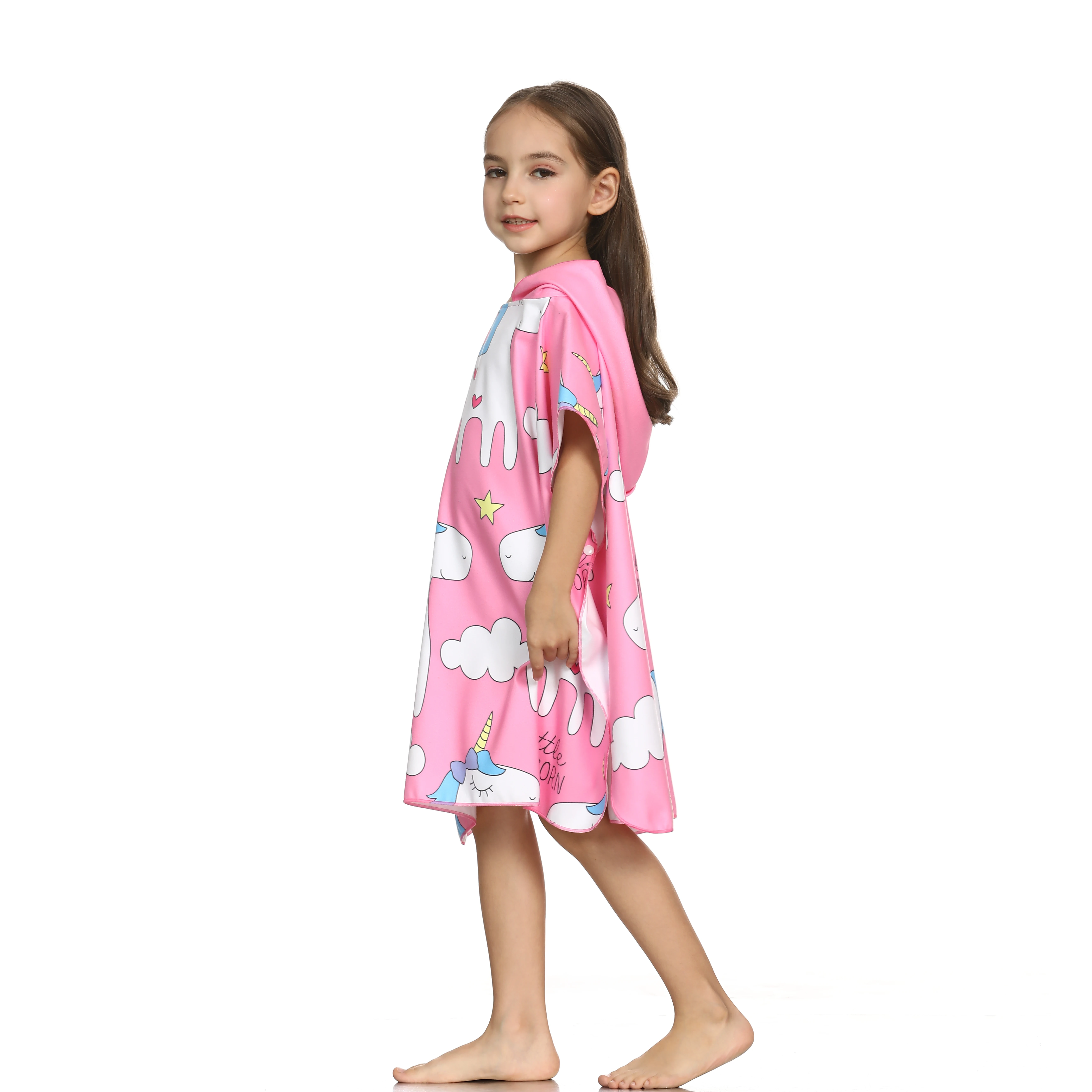 
Zale 2018 Hot Sale Children Friendly Skin Beach Dress Smart Towel Pink Bathrobe Baby Towels Wholesale 