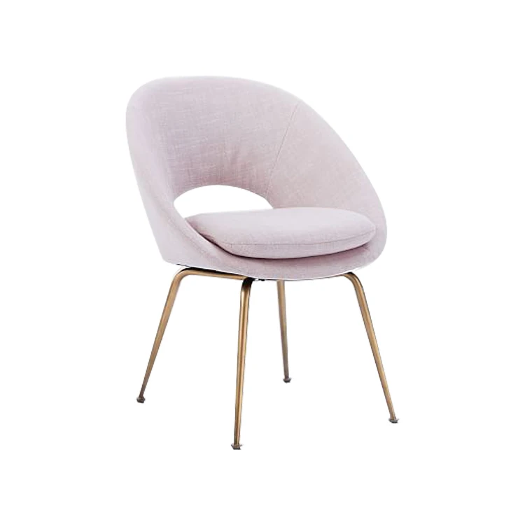 Kitchen Nordic Fabric Metal Legs Dining Armchair Furniture