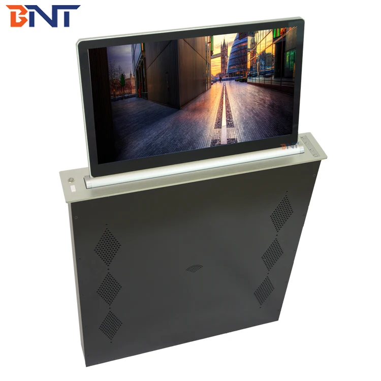 Conference System Lcd Motorized Monitor Lift / Computer Desk Pop Up Tv
