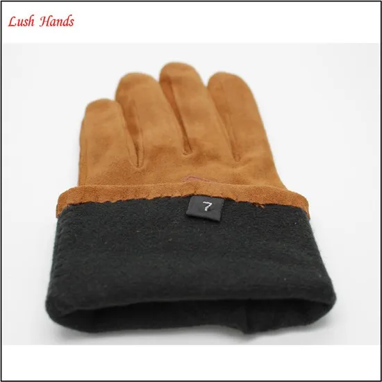 Women 's fashion drving brown sheepsuede and leather gloves