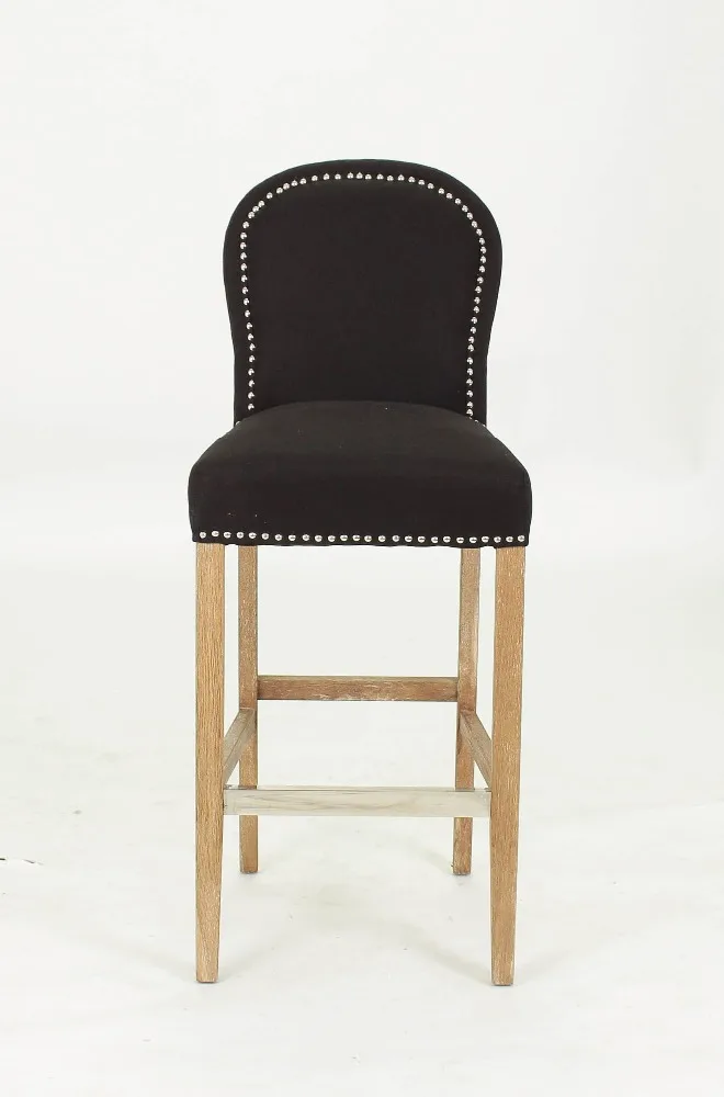 
Black fabric bar stool with ring back 