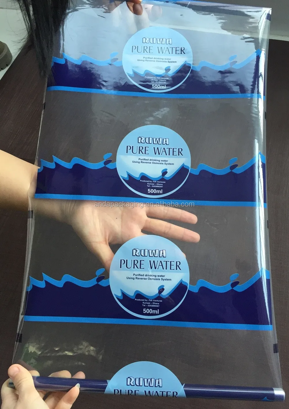 Gravure Printing Water Sachet Bags 500ml Plastic Film Roll Pe Mineral