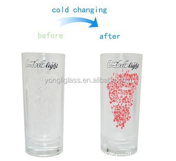 Guangzhou manufacturer hot selling cold color changing glass,color changing mug hot cold