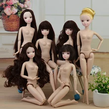 New 2016 Kurhn Nude Naked doll Toy Joint Movable Long Stright Curly Hair White Skin For