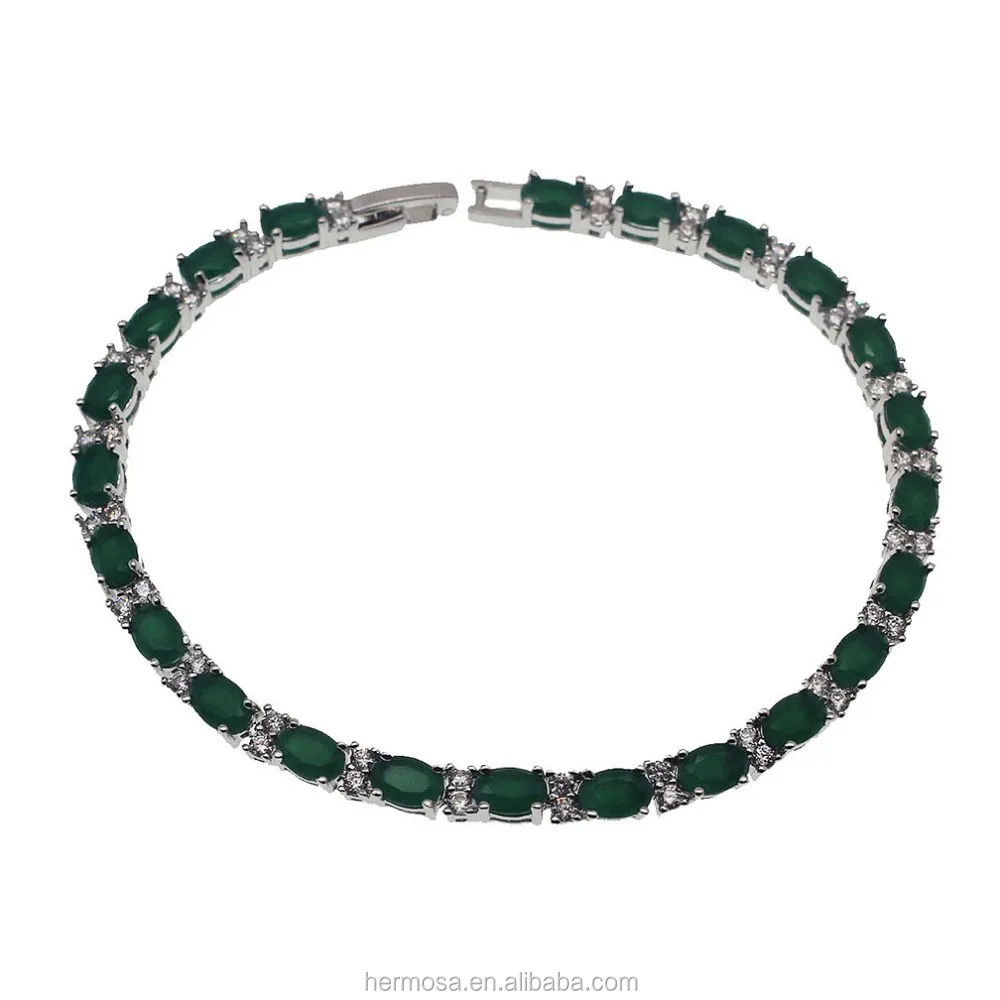 Hermosa Tennis Bracelet Fashion Jewelry Ruby Emerald Sapphire Topaz Plated Silver Bracelets 8 inch 