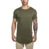 Custom logo mens cotton plain t shirt wholesale man hip hop longline curved hem t shirts