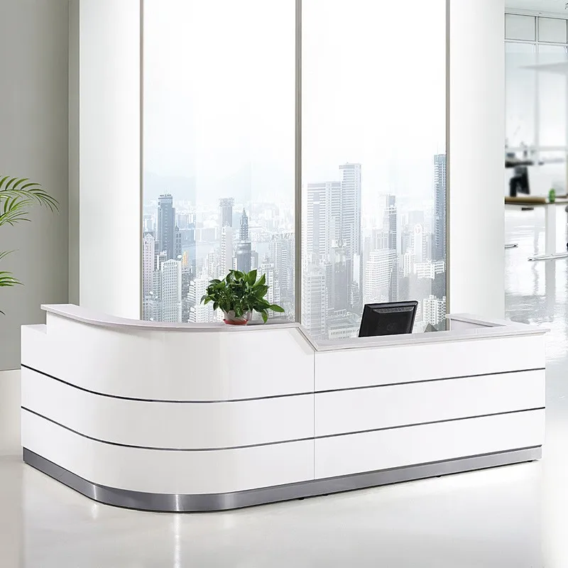 Commerical Furniture Luxury Hotel Front Desk Modern White Curved ...