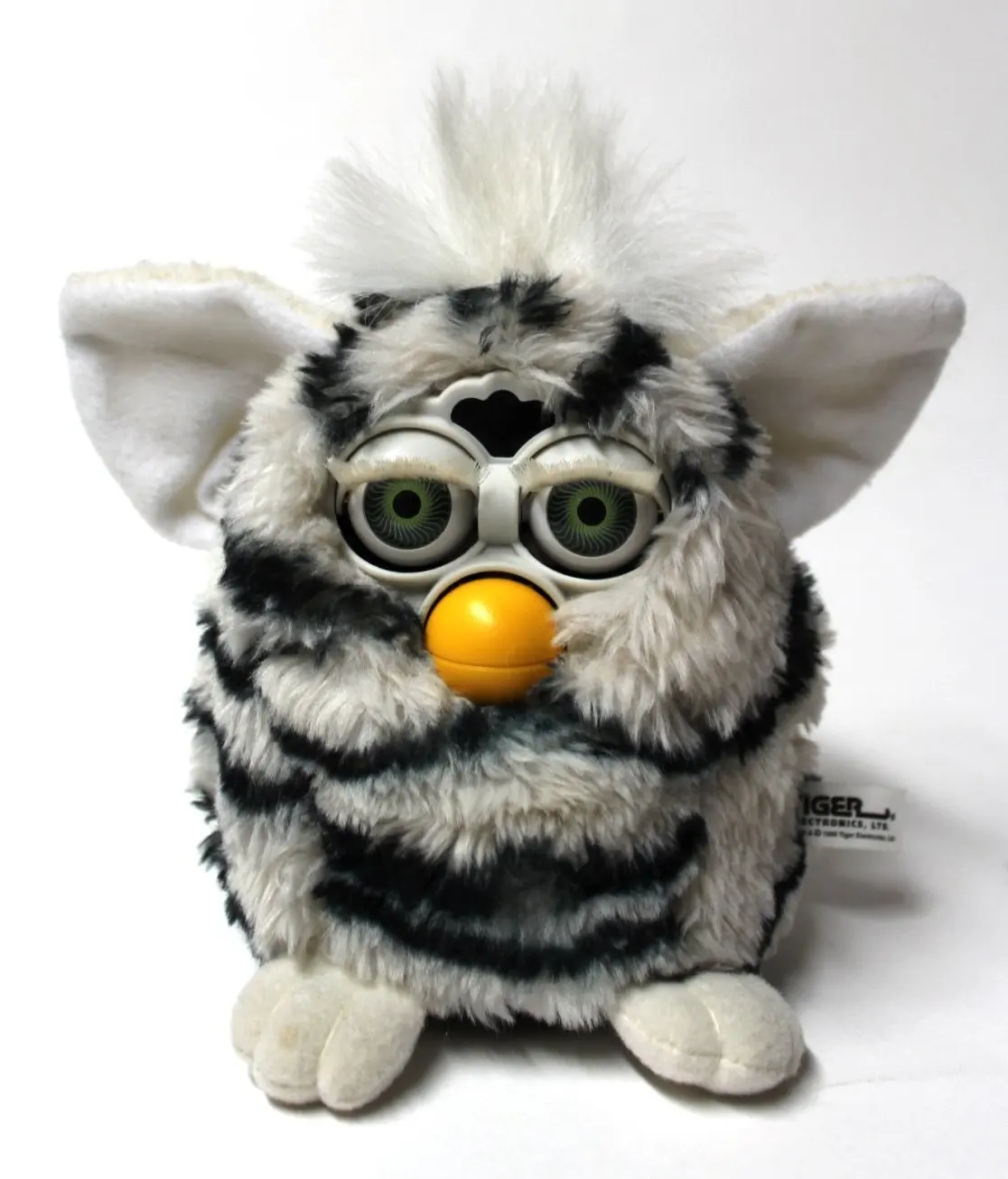 pink and black striped furby