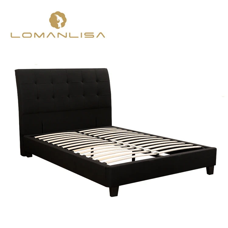 Hotel Bedroom Furniture Double Wood Bed Frame With Fabric Headboard