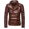 Korean Distressed Lining Fabric Metal Zipper Leather Jacket
