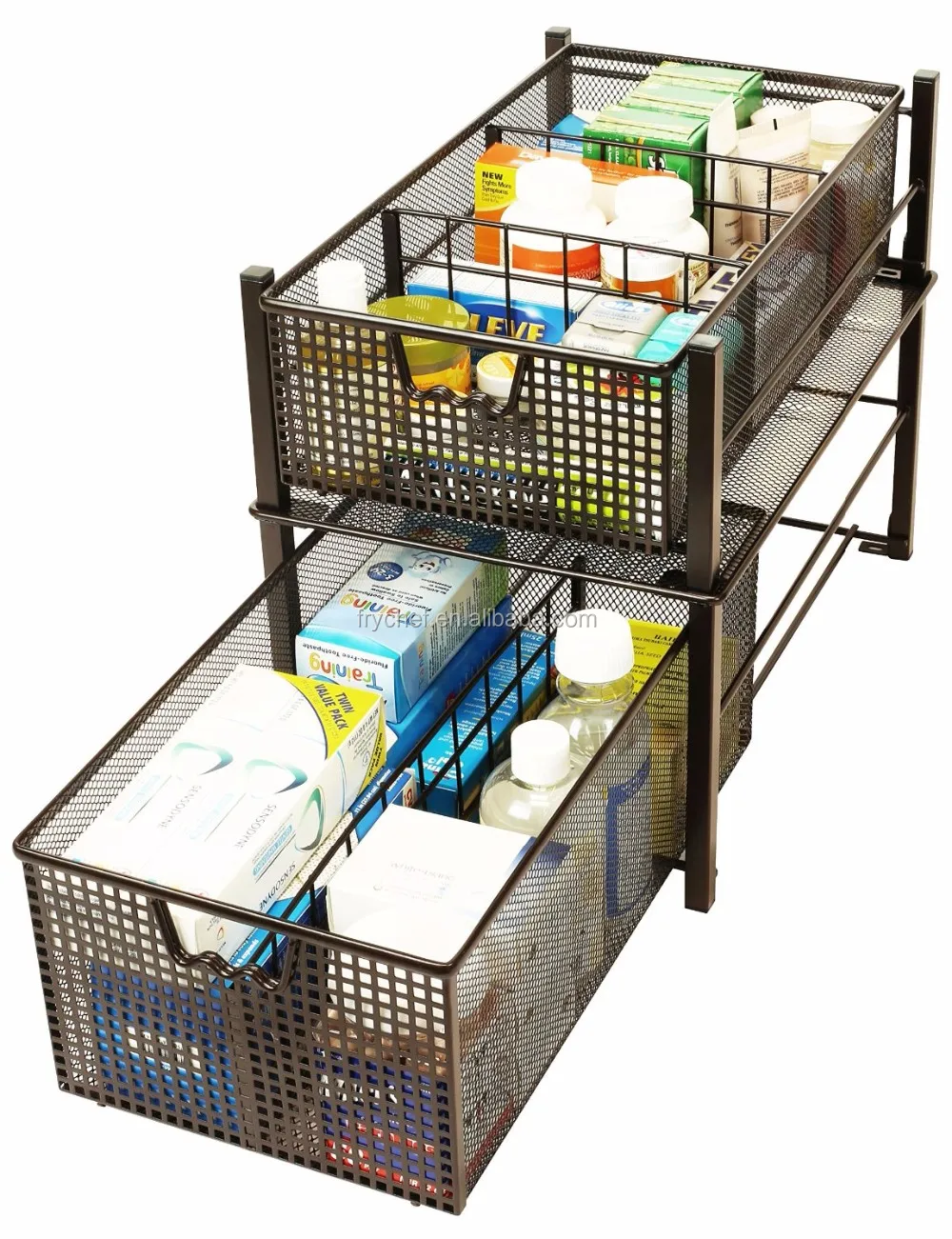 Metal Mesh Two Tier Mesh Sliding Basket Organizer Drawer, View