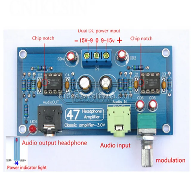 Classic 47 Headphone Audio Amplifier Board DIY Kits AMP DC 9-24VH3 SIM 