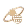 Gold Plated Stainless Steel Funny Fruit Pineapple Rings Women Girls Accessories Simple Gold Ring Without Diamond