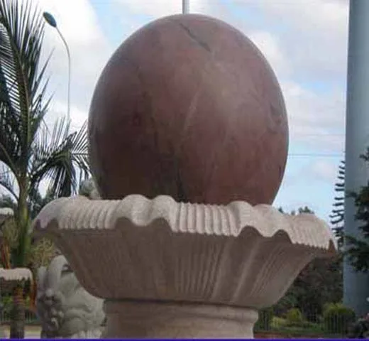 
red granite water fountain ball 