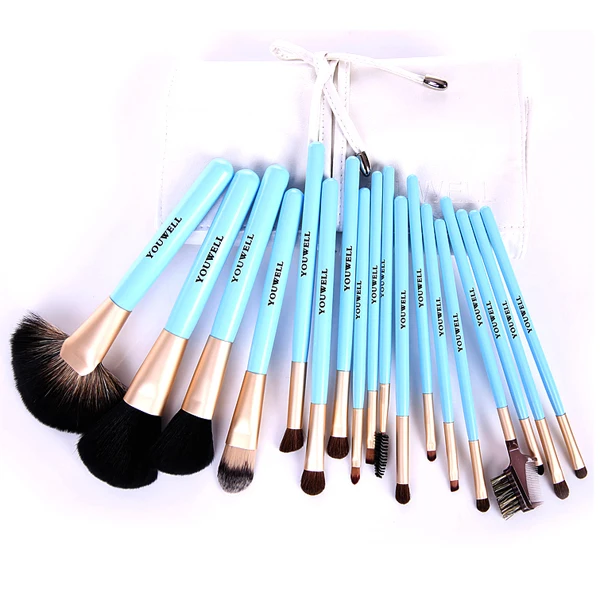 18 Pcs Raccoon Hair Makeup Brush Set Blue Colour Buy 18 Pcs Raccoon