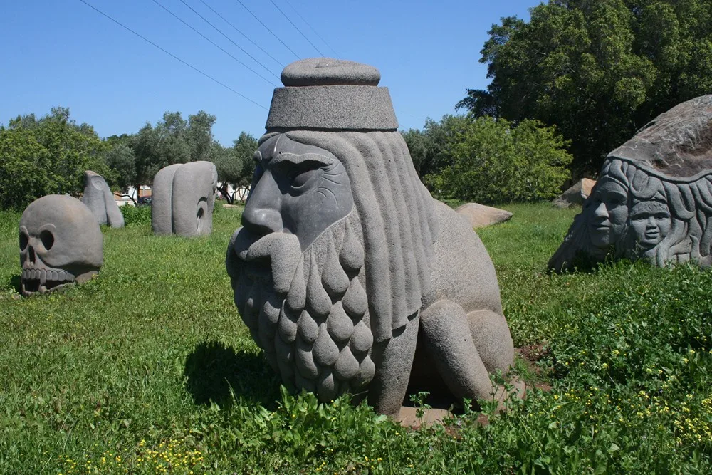 unique designed huge human face lion marble stone