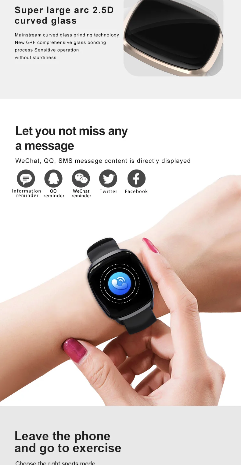 GT103 Waterproof IP67 digital smart watch with 1.3'' touch display