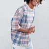 check pattern t shirts in bulk short sleeves dropped shoulder oversized tshirt men