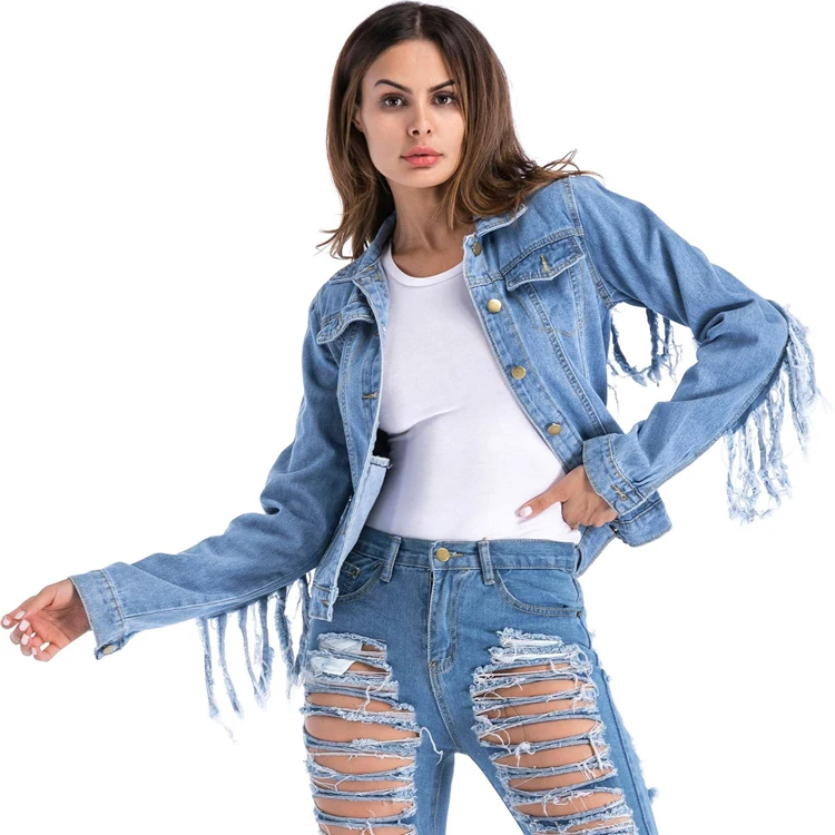 High Quality Denim Jacket Wholesale Fashion Plain Distressed Jeans Jackets With Patches For