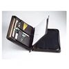 Coffee grain leather portfolio case genuine leather padfolio zip case fashion portfolio file folder