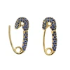 18K gold 925 sterling silver medium ruby safety pin sapphire earrings