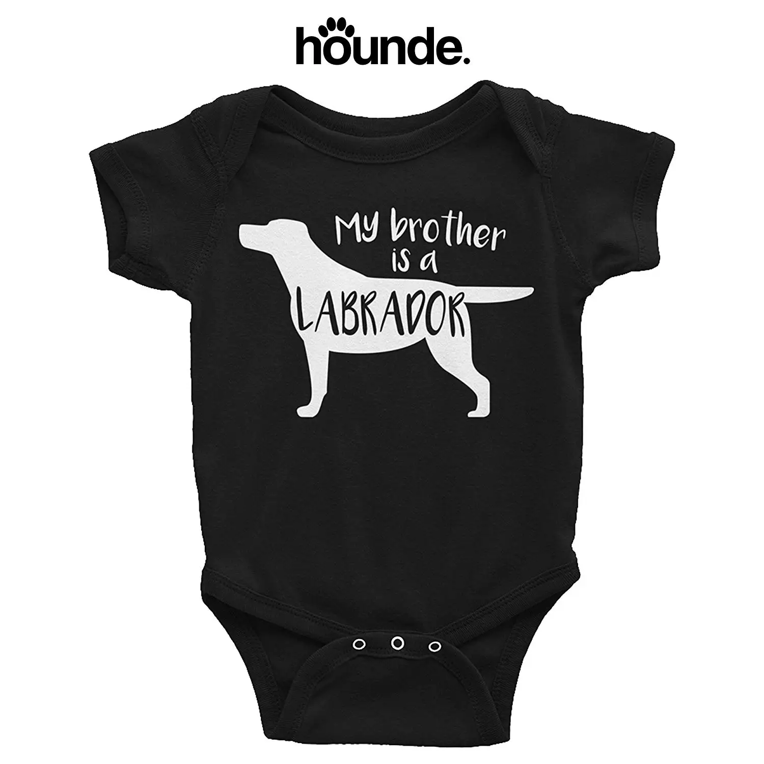TooLoud Cute Black Labrador Retriever Dog Baby Romper Bodysuit