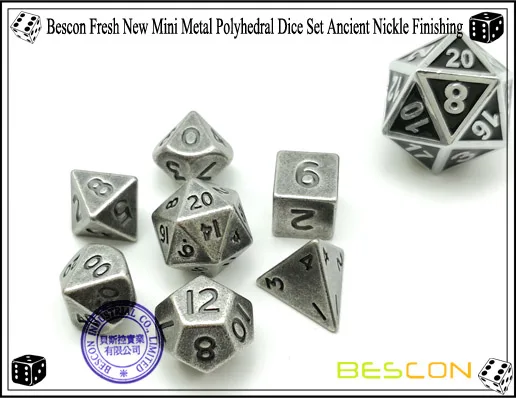 Conjunto de Dados de Metal Bescon Mini Sólido Bronze Antigo Metal Poliédrico d & Rpg Diminuto Dados 7-sets 10mm 13 metal sólido bronze antigo, mini metal poliédrico