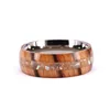 New 2018 Titanium Classic Dome With Zebra Wood Overlay Wedding Band Ring Curshed Shell Center Strip