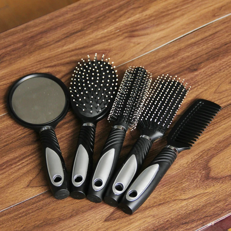 
Professional plastic High quality wholesale portable travel hair brush and comb hairbrush color box display packing set 