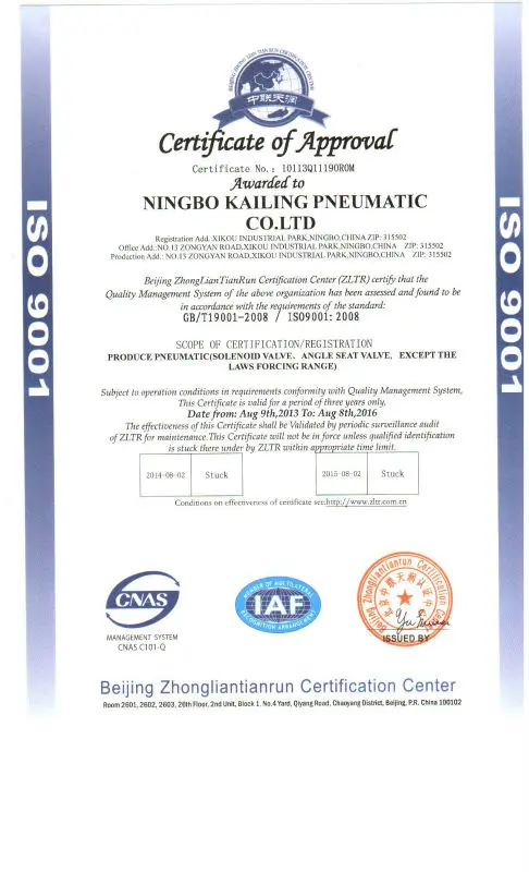 ISO certificate