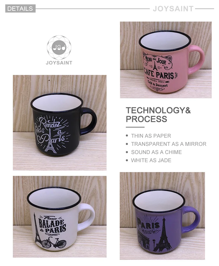 Custom logo London Bridge Pattern Enamel Ceramic Milk/ Coffee Mugs