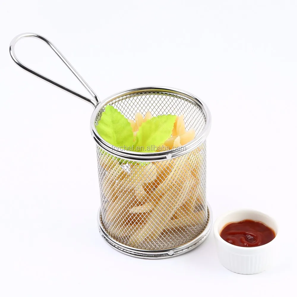 Stainless Steel Metal Type and LFGB FDA CIQ CE / EU SGS EEC Certification French Fry Baskets