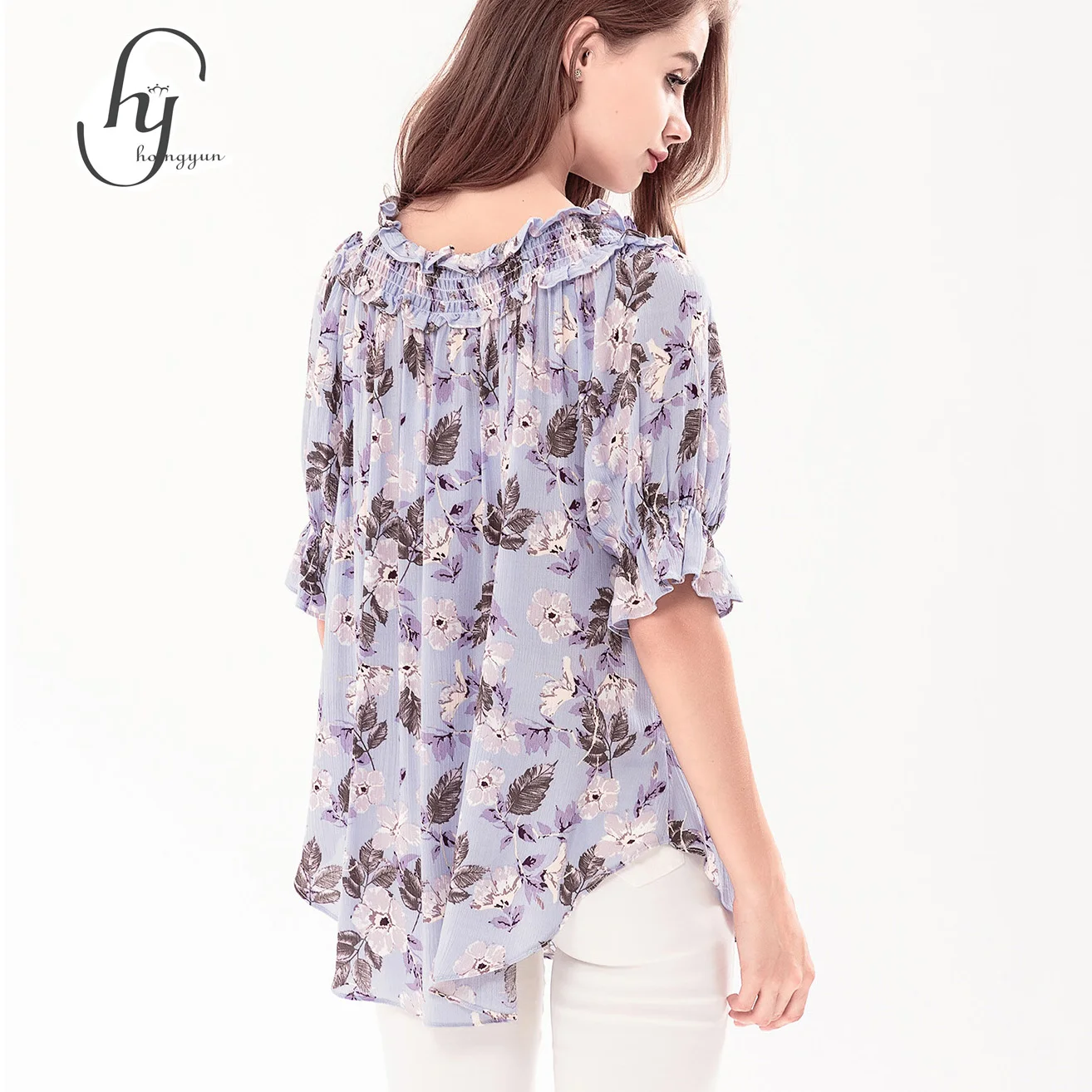 floral cotton tops