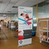 Promotional display digital roll up horizontal stand banner