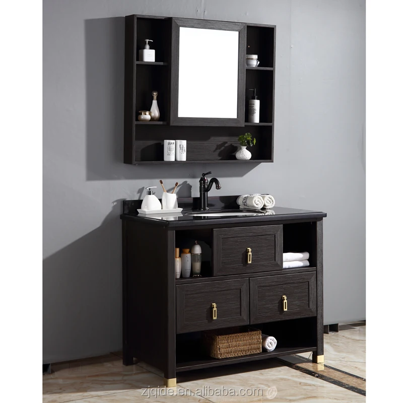 QM-9029 Modern Bathroom Furniture Set WPC/Particleboard Mirror Storage Bathroom Vanity Cabinet Shelf