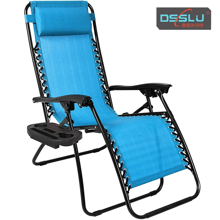 
High Quality Sun Lounge Foldable Beach Chair Zero Gravity Leisure Metal Folding Chairs With Cup Holder 