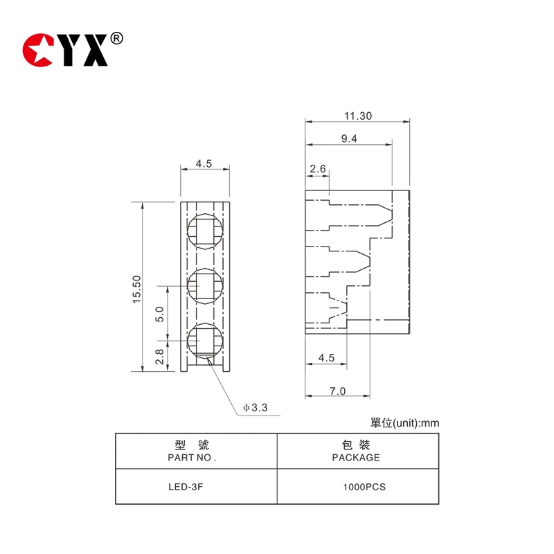 China Supplier Black Nylon66 Triple Led Spacer/led Holder/led Standoff