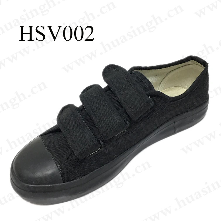 Xm,Factory Wholesale Prison Shoes Without Shoe Lace Black Vulcanized