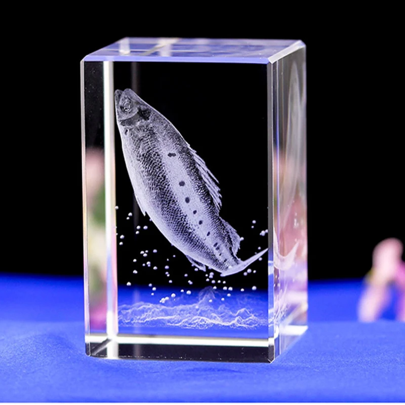 50*50*80mm Cube With 4 Colors Led Base Souvenir Gift 3d Laser Crystal