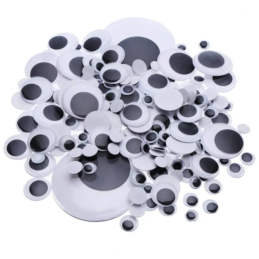 600 Assorted Self Adhesive Stick On Wiggly Googly Eyes In 5 Size 6-12mm Funny